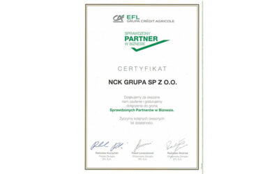 NCK GRUPA A TRUSTED PARTNER IN BUSINESS for EFL S.A.